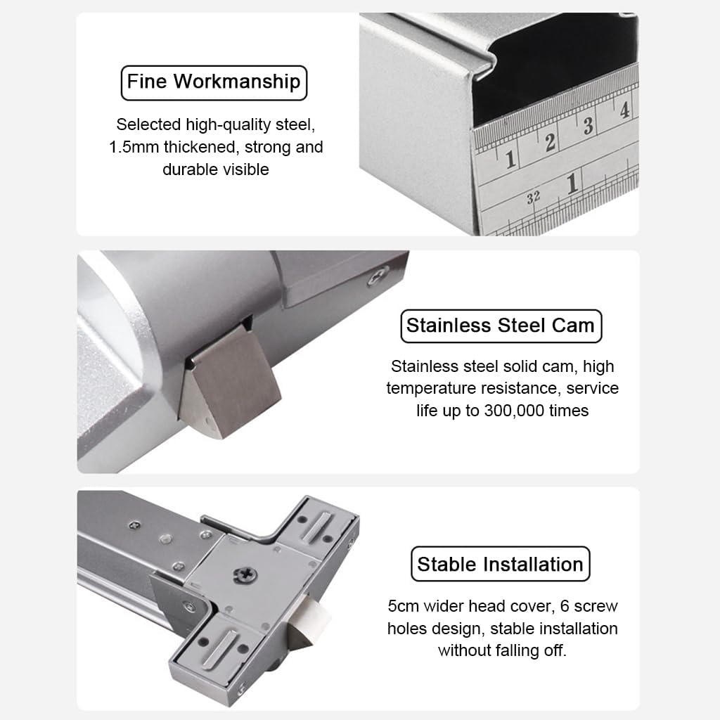 Push Bar Panic Exit Device,Stainless Steel Commercial Panic Bars Door Lock for Emergency Exit Doors,Loud Warning Strike Bar with Keys and Alarm Fit Door Width 26" for Metal D(Size:25.6",Color:Alarmed)