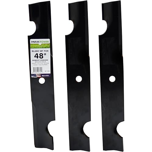 MaxPower 561160B 3 Blade Set for 48" ExMark, Bad Boy and Snapper mowers, Replaces OEM Numbers 038-4820-00, 323515, 5101986, 103-2527, 7017036BMYP