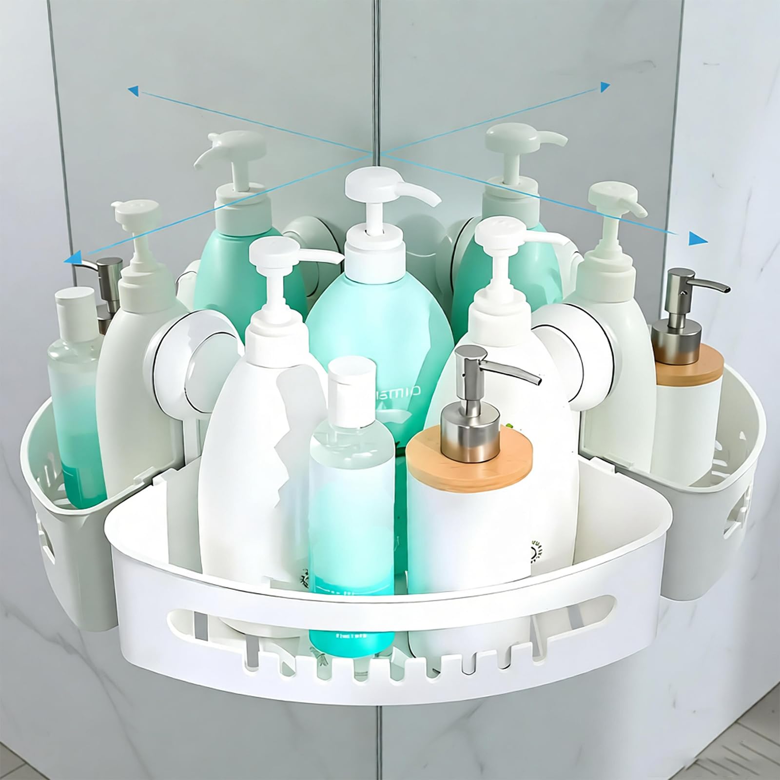 ZAXPHUMAX Strong Suction Square Wall Organizer Nano-Tech Octopus-Inspired Suction Cups Bathroom Kitchen Storage Basket with Vacuum Lock Technology