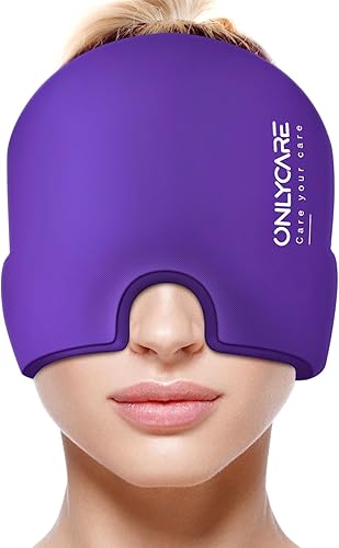 Miniatura 15 de ONLYCARE - Gorro para aliviar migrañas, calmante, envoltura de gel frío sin olor, terapia de frío/calor, para dolor de cabeza por tensión y estrés