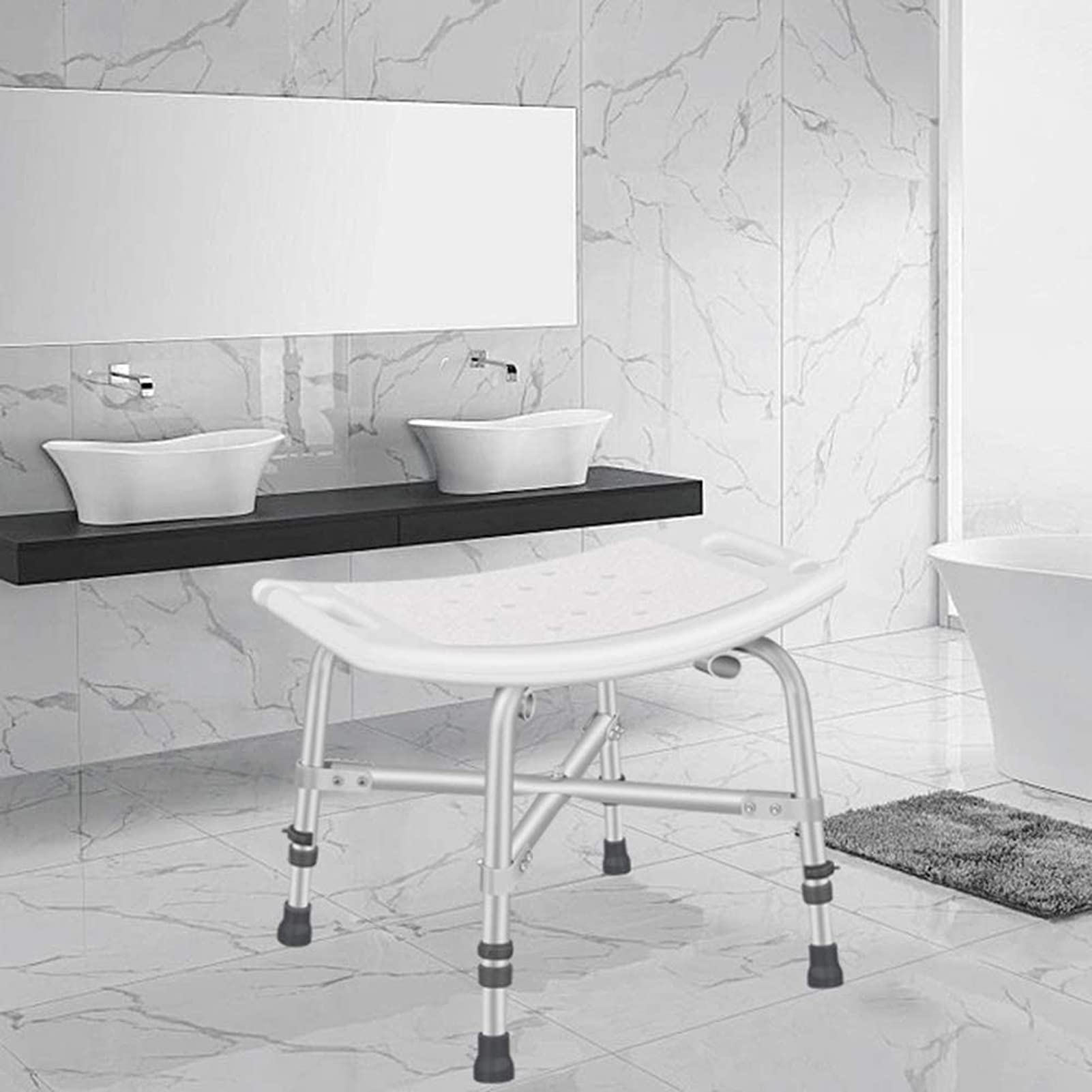Silla de Ducha para Ancianos Asiento de Ducha Resistente con Brazos y Respaldo para Personas Mayores y Taburete de Ducha para discapacitados, portátil Adecuado para Ancianos, discapacitados