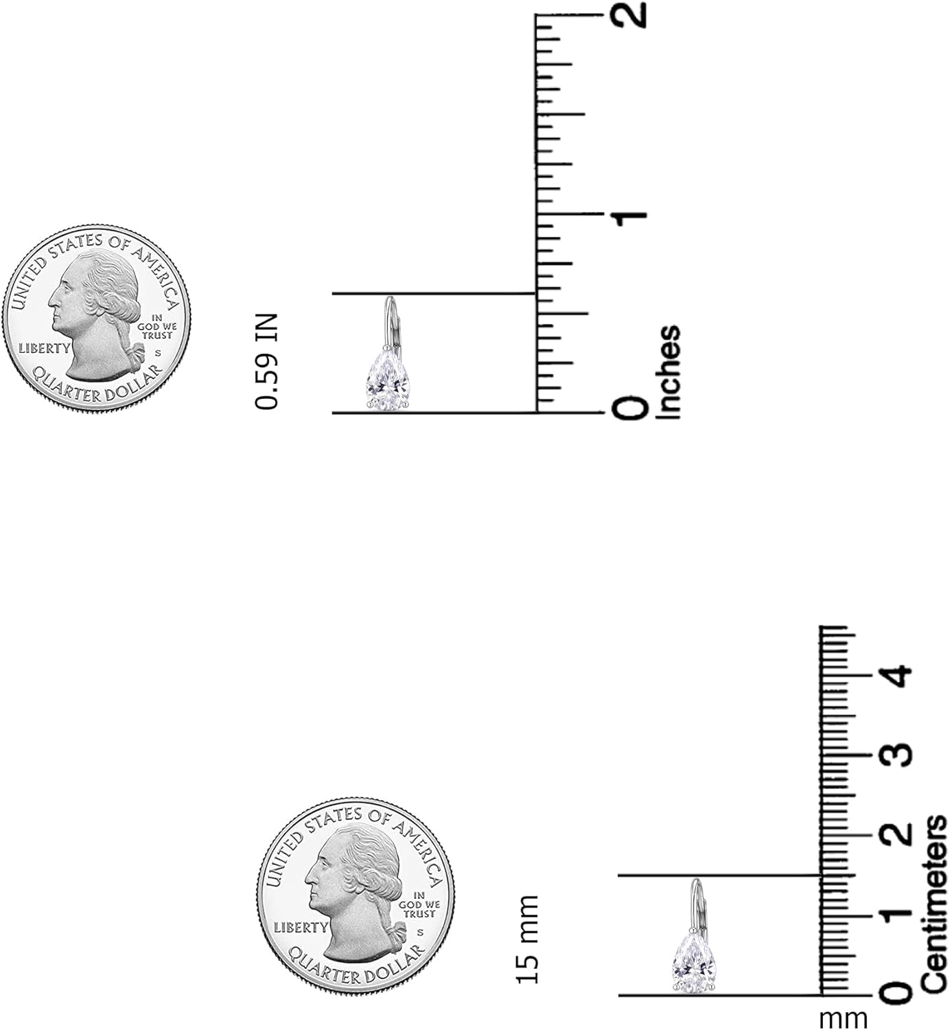 LeCalla 925 Sterling Silver Cubic Zirconia Earrings for Women | Pear-Cut Cubic Zirconia Drop Leverback Earrings | Teardrop Solitaire CZ Earring Birthstone Jewelry Gifts for Her - Image 4