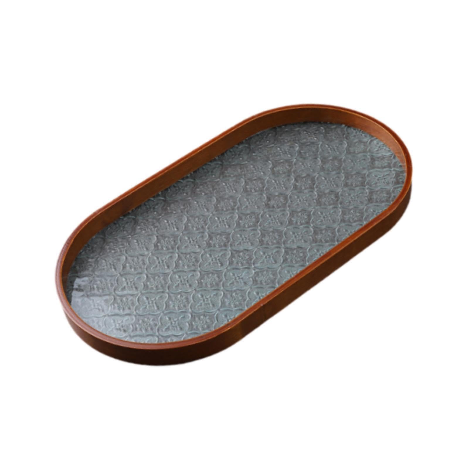 Yixannx Oval Robust Wooden Serving Tray Platter Snack Trays Desk,