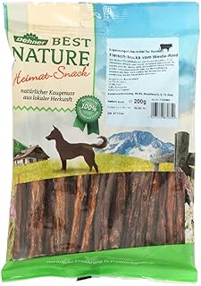 Dehner Best Nature Hundesnack, Leckerli 100 % natürlich / fettarm, auch für übergewichtige Hunde, Fleisch-Sticks vom Weiderind, 200 g product image