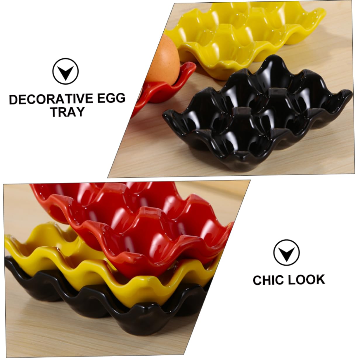 BEBEMOKO 1pc Egg Tray Egg Serving Dish Deviled Egg Serving Plate Countertop Egg Display Tray Egg Holder Organizer Easter Egg Holder Eggs Refrigerator Decorative Egg Dispenser Ceramics Black