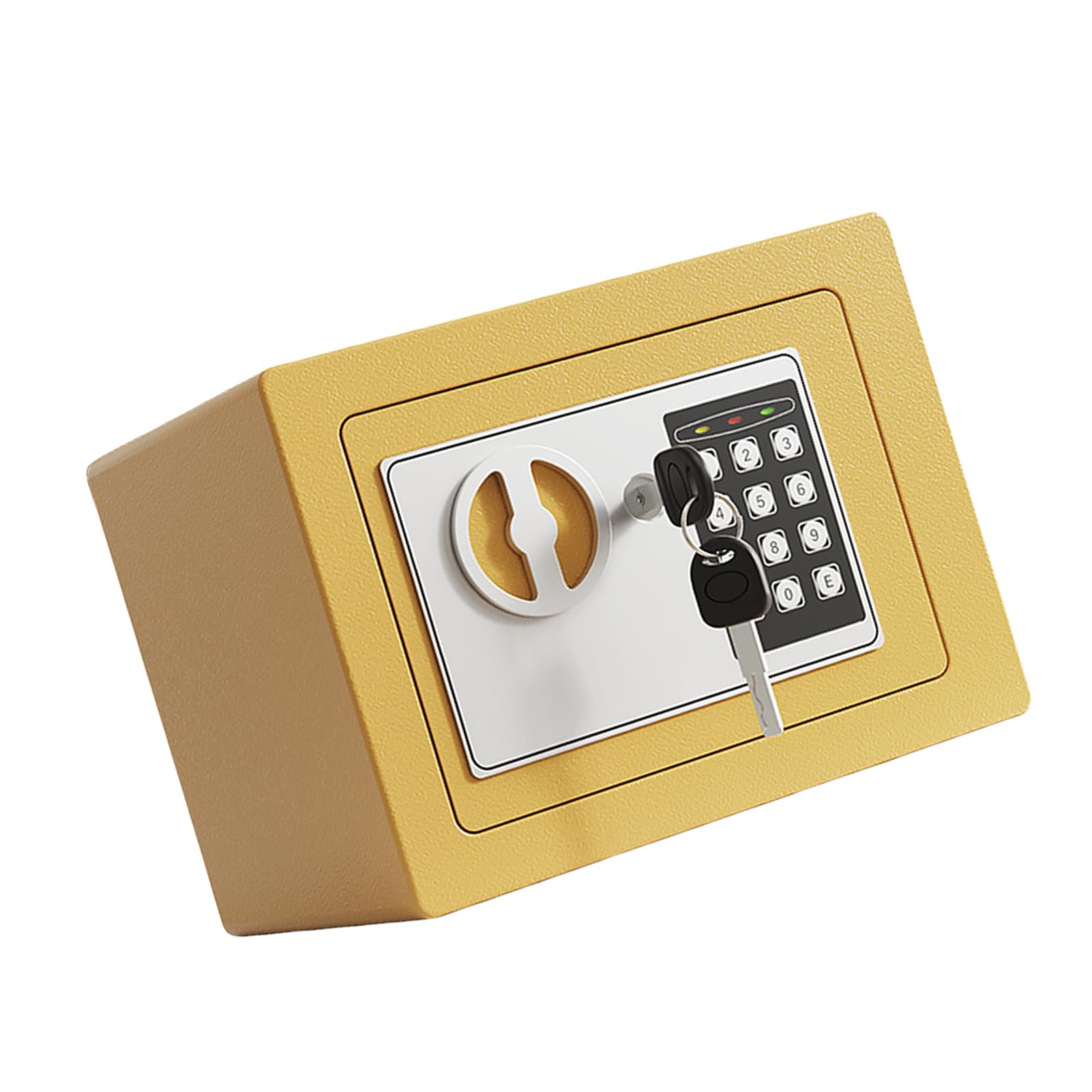 Mini Caja Fuerte de Metal Ignífuga, Cajas Fuertes para el Hogar, Caja Impermeable Ignífuga, con Teclado y 2 Llaves de Repuesto, Seguridad Digital para Dinero, Joyas, Documentos de (champán