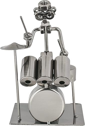 Miniatura 2 de The Bridge Collection Estatuilla metálica metálica metálica de batería de estilo industrial, decoración de baterista, regalos únicos para músicos,