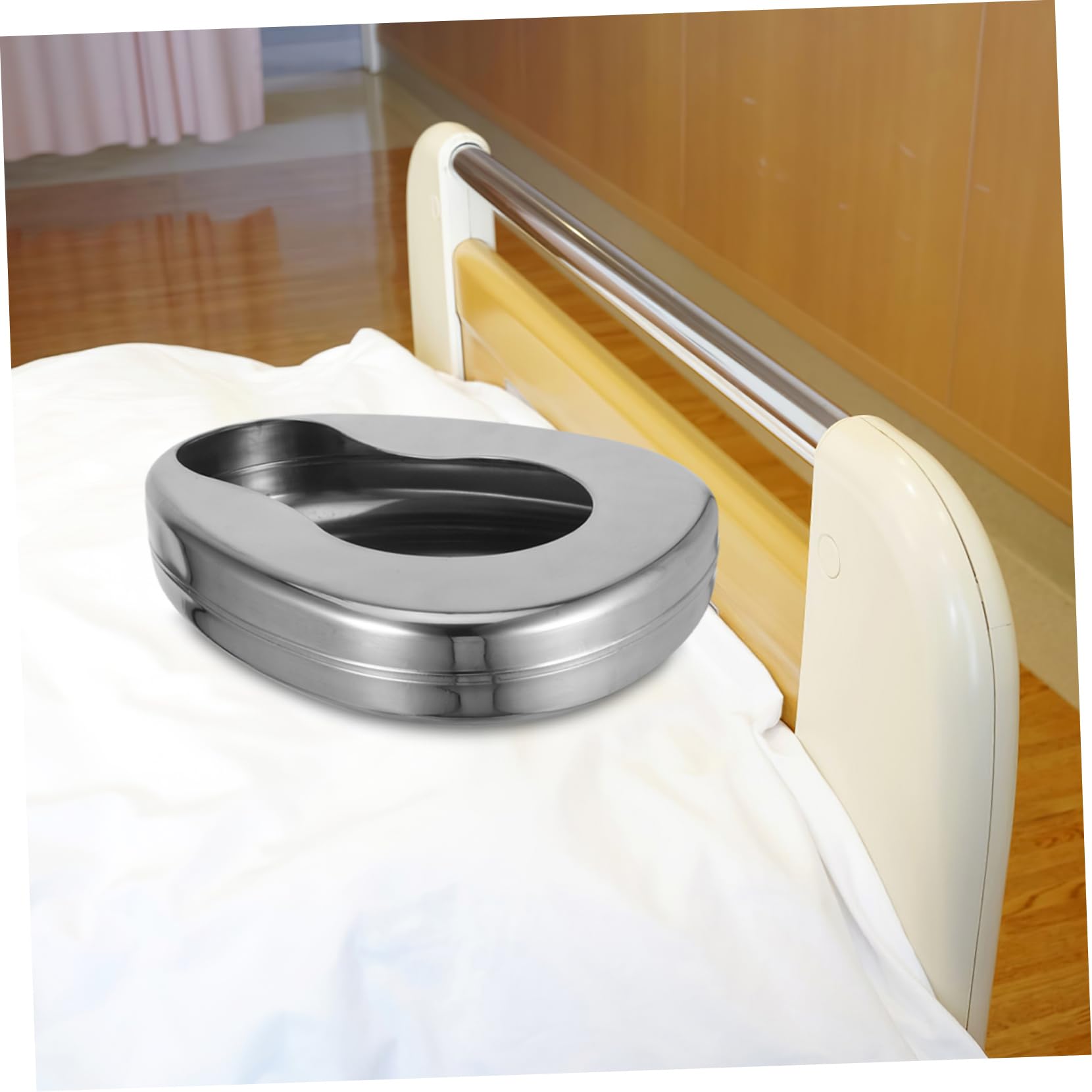 OUNONA Padella da Letto Design Portatile in Acciaio Inossidabile Ergonomica Comoda per Uso Notturno per Pazienti Anziani e Adatto a Ospedali e Case