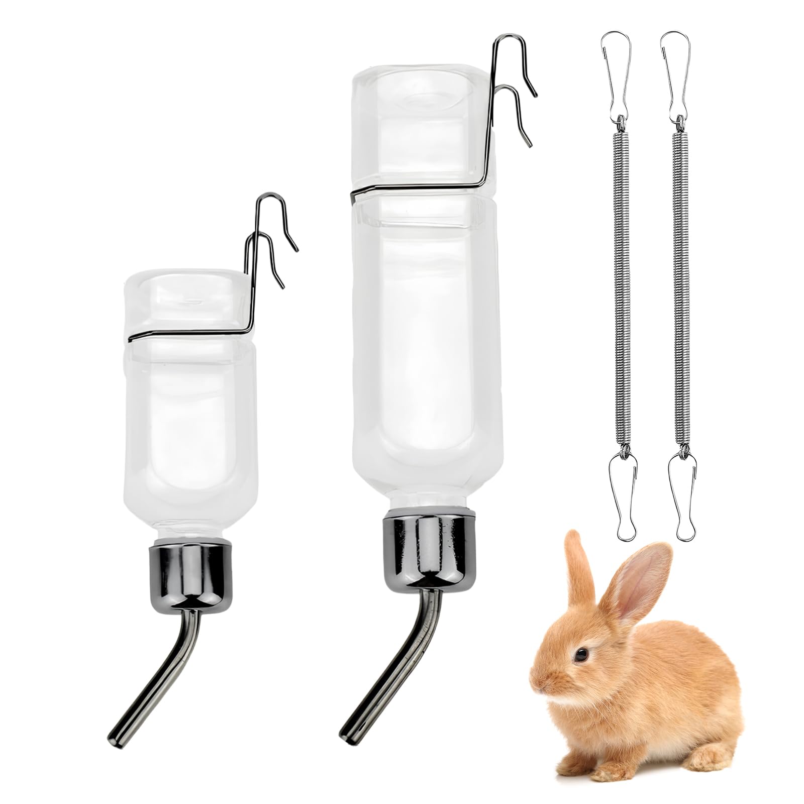 2 Piezas Bebedero Conejo, Bebedero Hamster, Antigoteo Botellas de Agua para Conejos, Colgando Botella de Bebedero, Bebedero Colgante para Mascotas Roedores Pequeños Chinchillas
