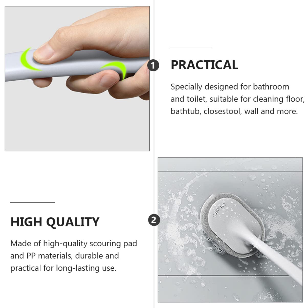 Juego de cepillos de limpieza de alta resistencia – Depurador de suelo y bañera con herramienta de estropajo para una limpieza eficiente del hogar – Cepillo versátil para manchas difíciles y