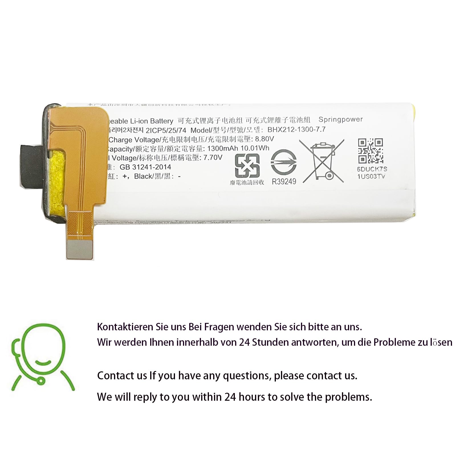 Batteria di ricambio OSMO Pocket 3, 1300 mAh, 7,7 V, compatibile con OSMO Pocket 3
