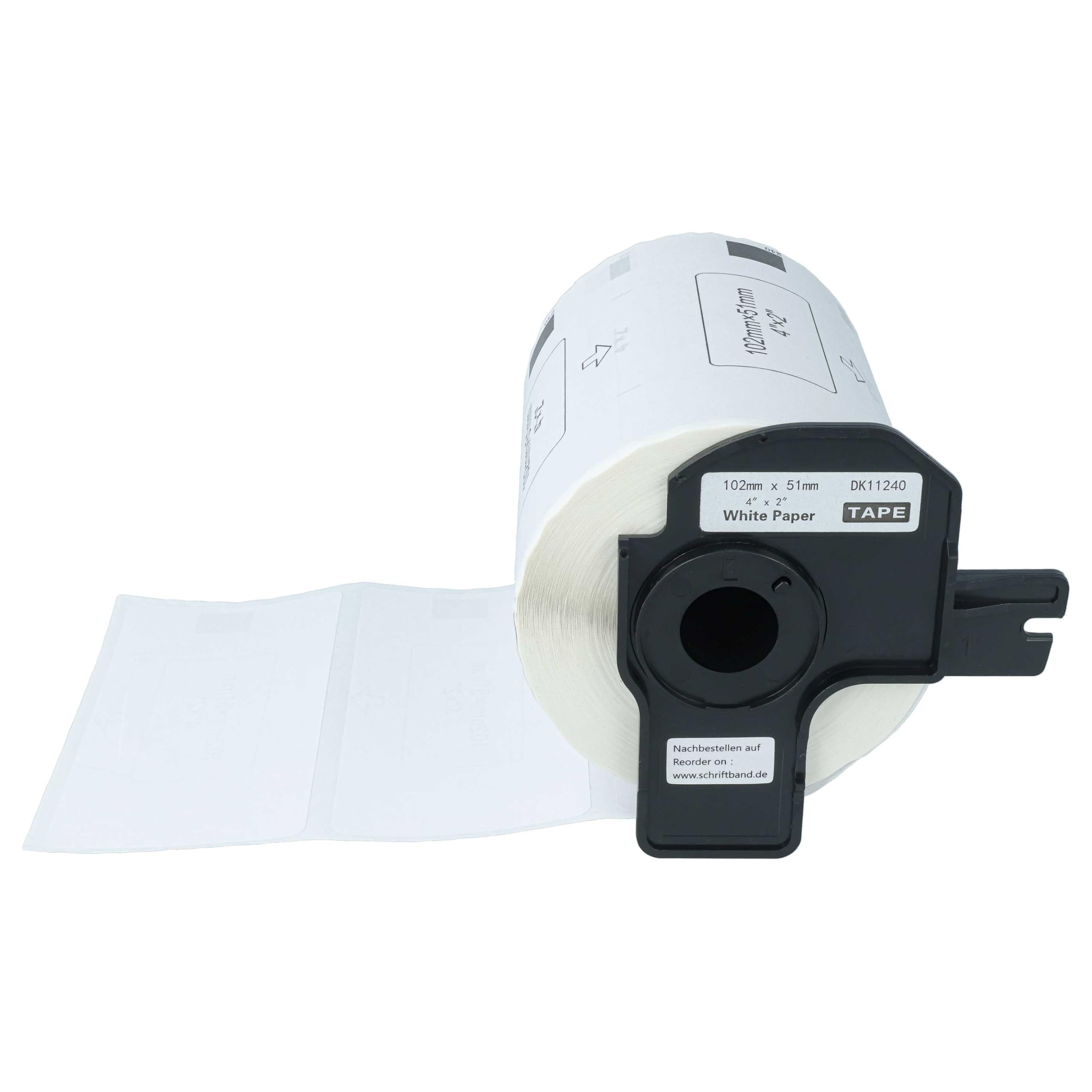 vhbw 5x rolka etykiet + uchwyt 102 mm x 51 mm (600 etykiet) zamiennik dla Brother DK-11240 do etykieciarki