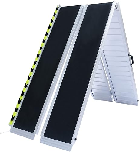 Rampa plegable portátil de aluminio antideslizante para silla de ruedas, rampa de umbral con una superficie antideslizante, rampa para