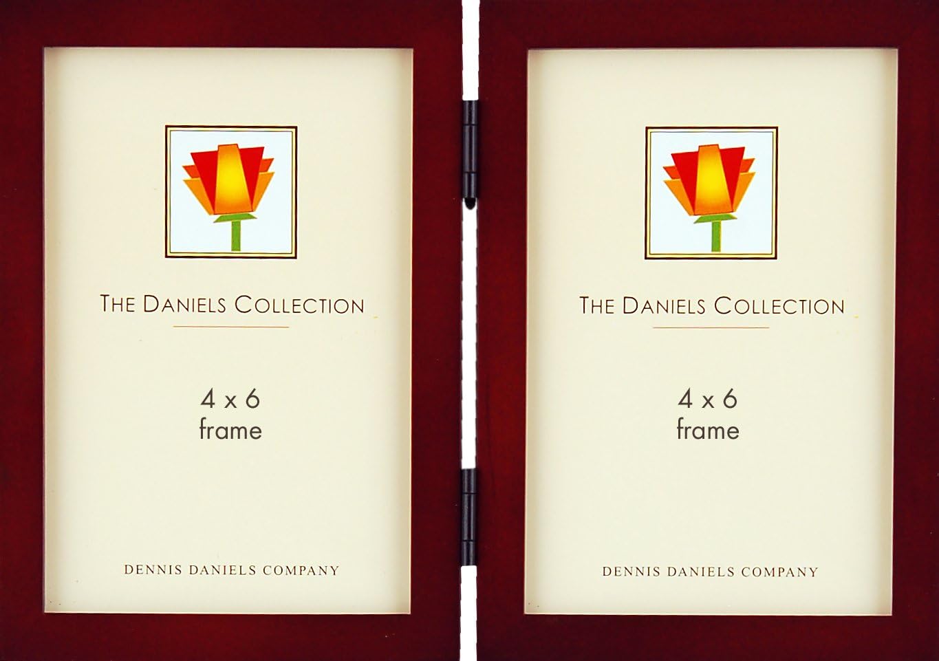 Dennis Daniels Gallery Woods Hinged Double Vertical Picture Frames, 4 x 6 Inches, Walnut
