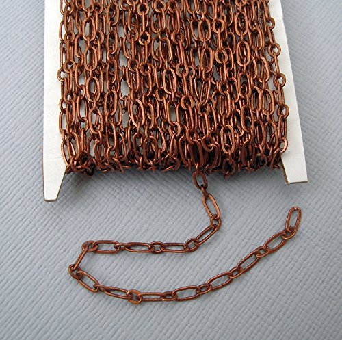 BeadsTreasure 15ft Spool-Antuqued Copper Mother-Son Flat Chain-4.6x2.2mm-2.6x2.2mm Jewelry Making Supply.
