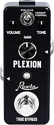 Rowin Pedal de distorção Plexion para guitarra e baixo com modo brilhante e normal True Bypass