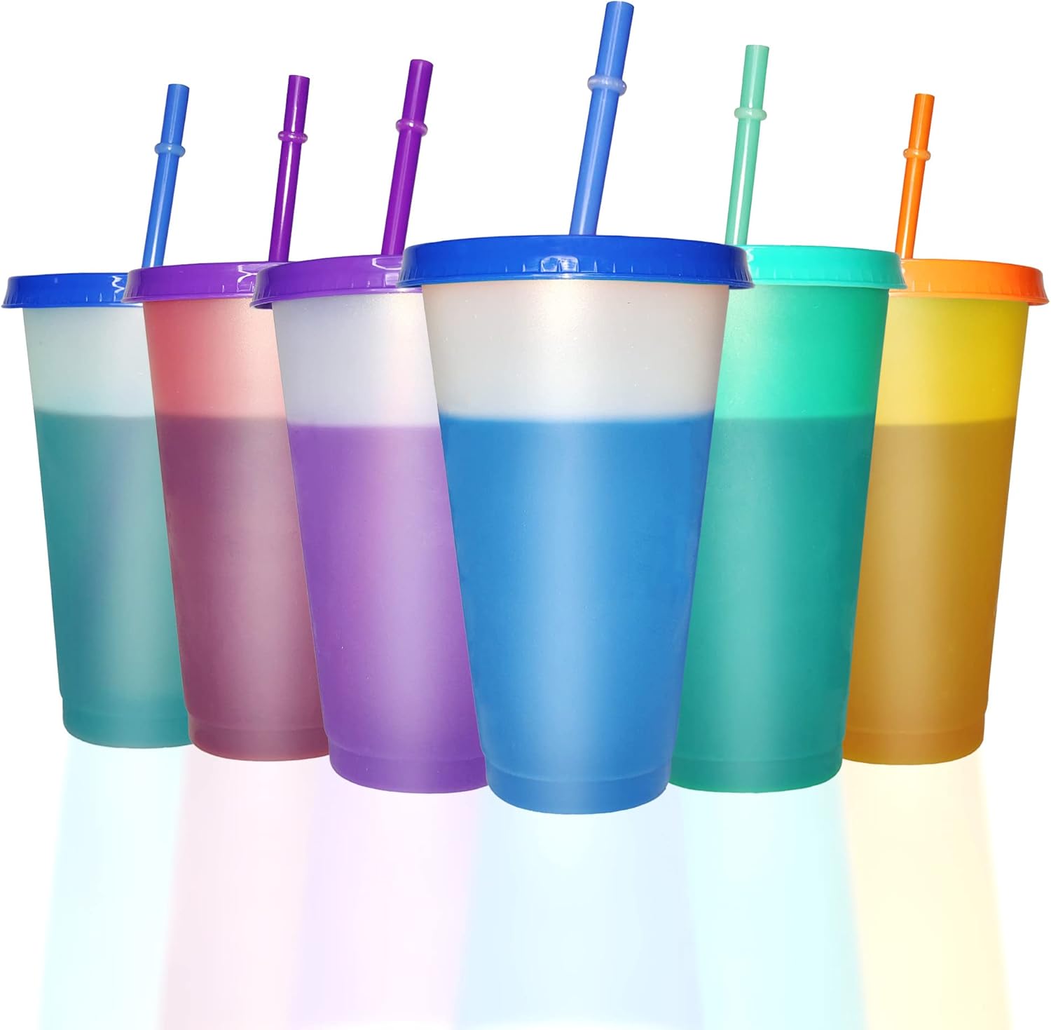 SANZIX Reusable Color Changing Cups With Lids and Straws
