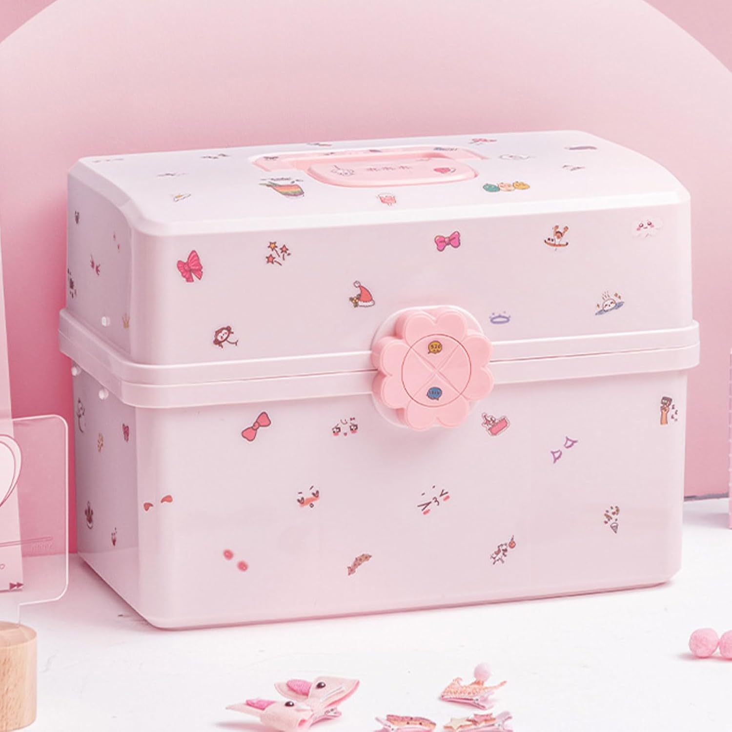 Fashionable Kids Hair Accessory Organizers Multilayers Jewellery Box Accessory for Girls Scrunchie Storage Case