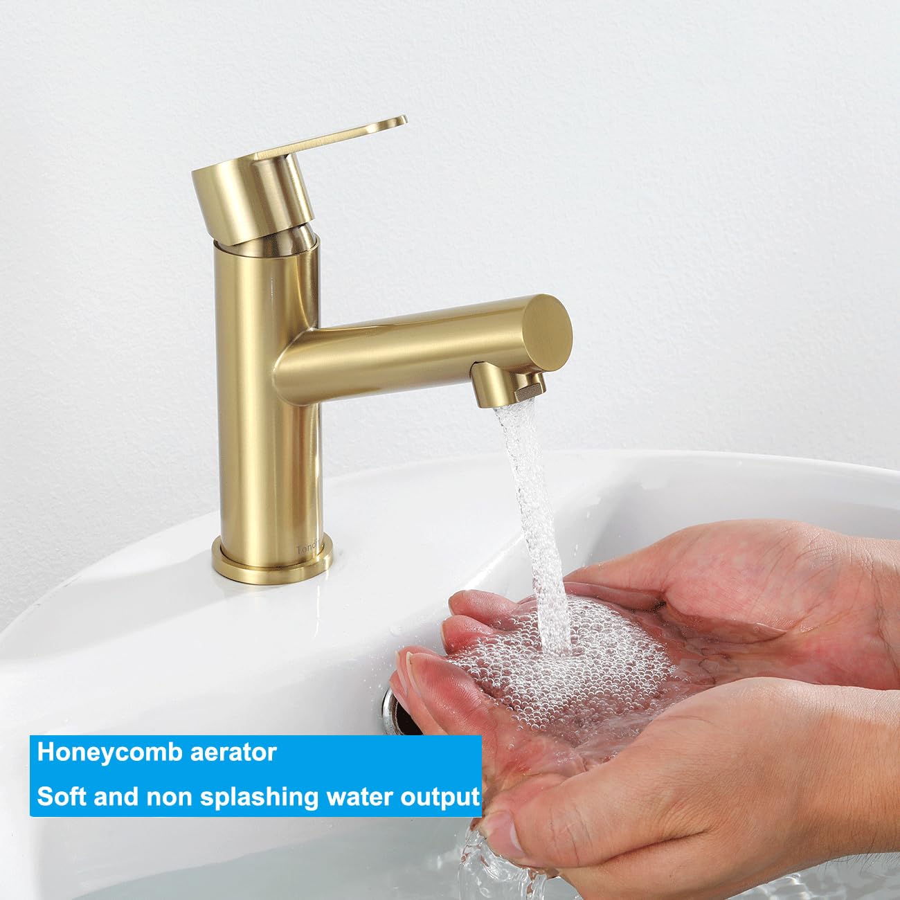 Robinet Doré pour Salle de Bains, Mitigeur Lavabo Monocommande | Robinetterie de Lavabo en Acier Inoxydable | Cartouche Céramique | Mousseur Remplaçable