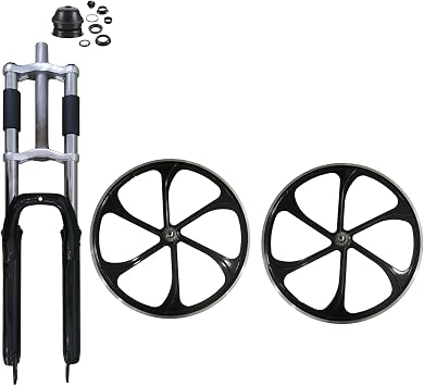 Bike Suspension Fork 26" and 1 1/8" Headset Combo with 26" Aluminum Mag Wheels
