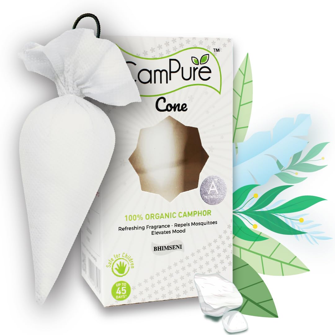 CamPure Camphor Cone (Bhimseni) Pack Of 2-100% Organic | Air Freshener For Car, Wardrobe, Office Cabins, Drawers, Travel Bag & Bathroom (B08R42F1KG) Amazon Price History, Amazon Price Tracker