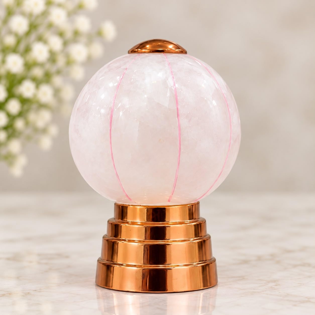 Rose Quartz Ball Curtain Rod Finial | Decorative End Cap | Copper Finish | Set of 2 | Fits 25 mm Curtain Rod | Home Decor-image-39