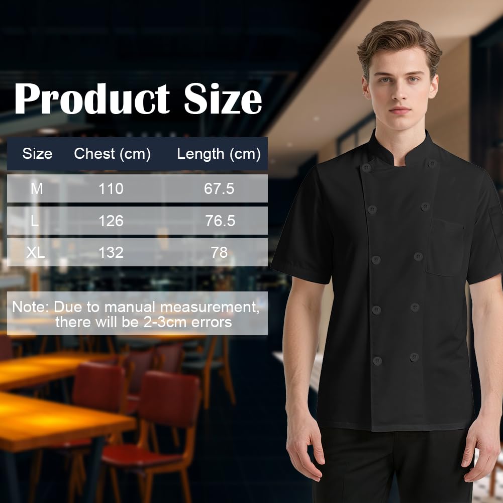 DiULi Chaquetilla Chef Hombre y Mujer, Chaqueta de Chef Manga Larga, Chaquetas Cocinero, Casaca Cocina Uniforme con Botónes, Abrigo de Trabajo Camarero Unisex para Hosteleria,Cocina,Restaurante — view 7