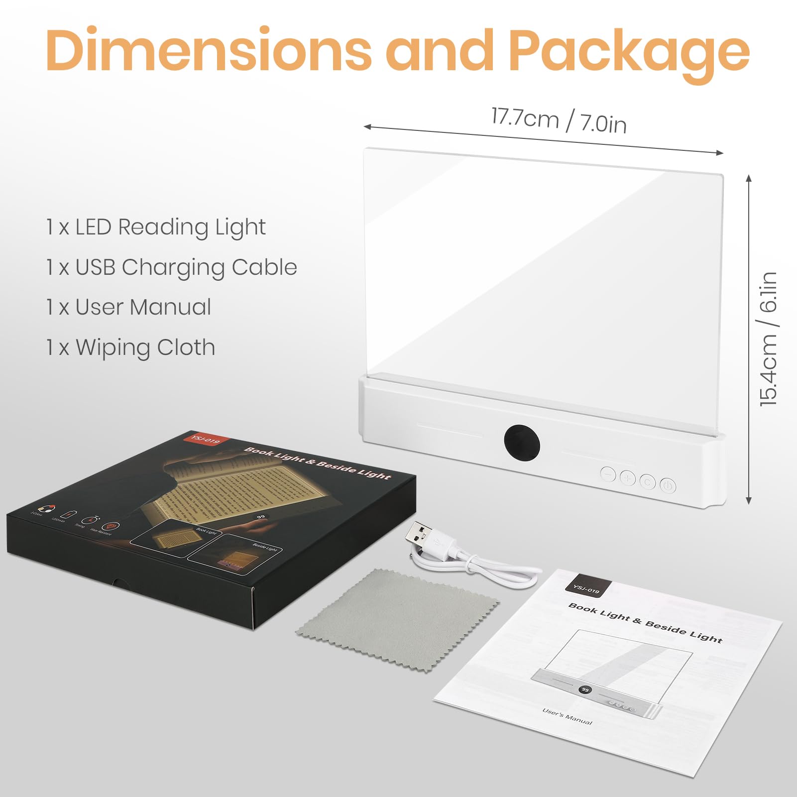 Lampada da lettura intelligente a LED, ricaricabile, trasparente, con 3 colori e timer, dimmerabile, a pagina intera, luci di lettura notturna per libri, lettura notturna a letto, regali per lettori