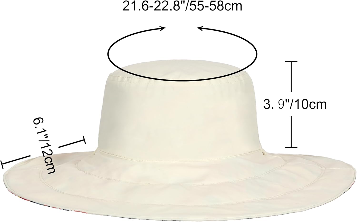Womens Wide Brim Sun Hat Reversible Print UV Protection Oversized Beach Cap Travel UPF 50+ - Image 3