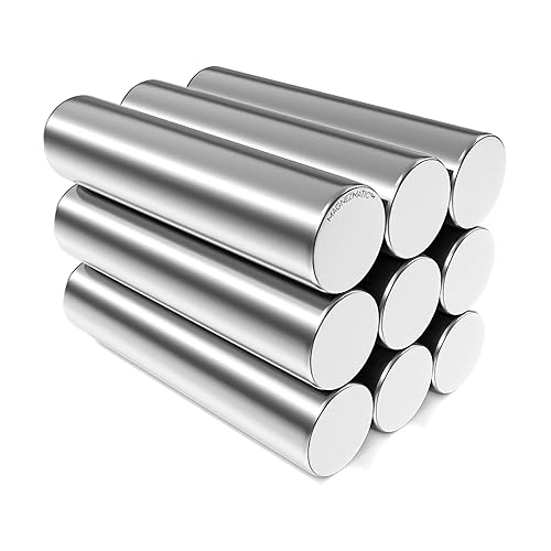 Imanes cilíndricos de 1/4 x 1 – Pasadores magnéticos, tachuelas, soporte adhesivo para barra elevadora, imán de barra de sujeción N48 (paquete de 10)