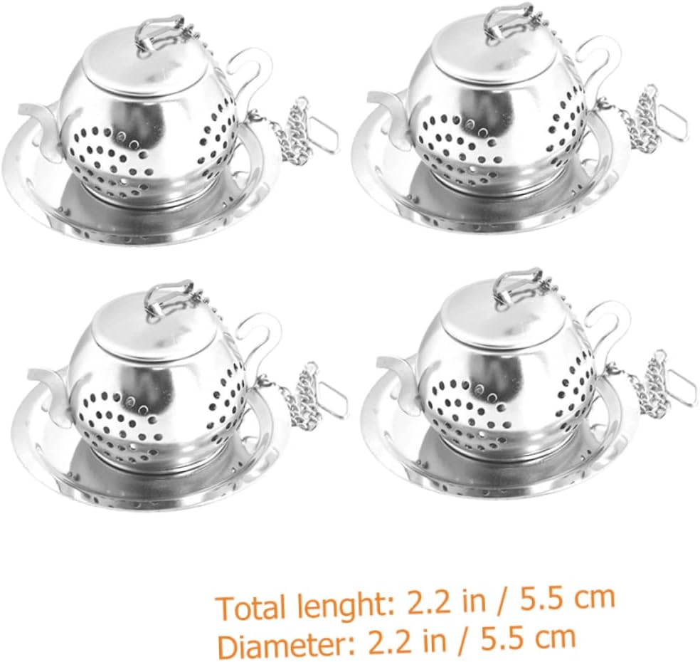 Mobestech 16 Sets Stainless Steel Tea Strainers Teapot Shaped Tea Filters