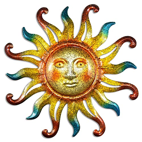 Miyolo Metal Sun Wall Decor Outdoor Sunface Yard Art for Porch Door Patio Garden Home Indoor Sculpture Decorations