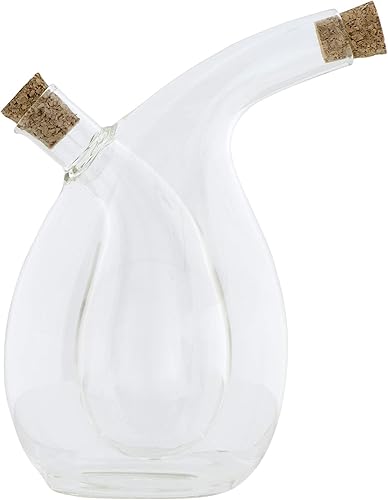 Vinagre de aceite y vinagre de vidrio soplado a mano transparente dos en uno con tapones de corcho