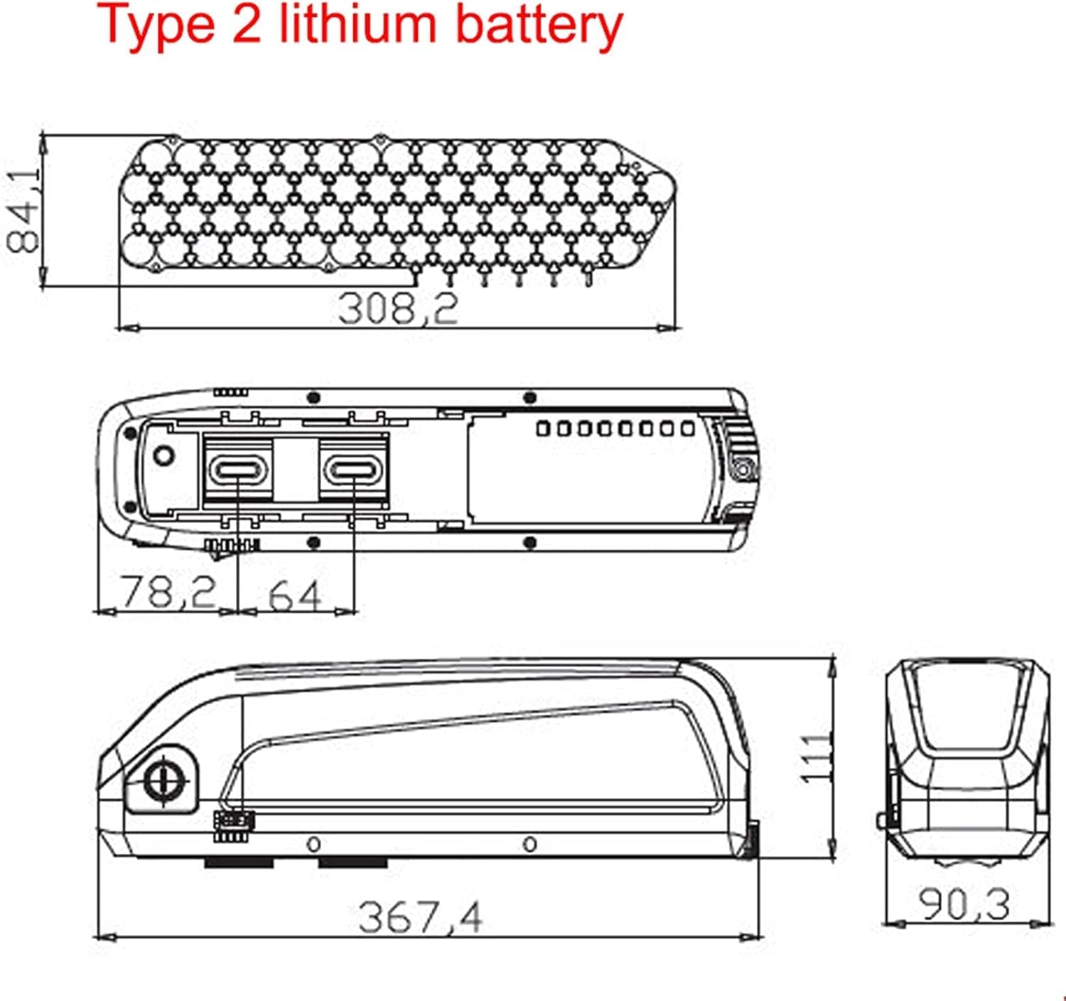 Batteria per e-bike 36/48 V/52 V, 13 Ah/15 Ah/17,5 Ah al litio (con caricatore), pacco batteria 18650 per e-bike, kit di conversione del motore per mountain bike (48V 17.5AH Samsung/LG Cell)