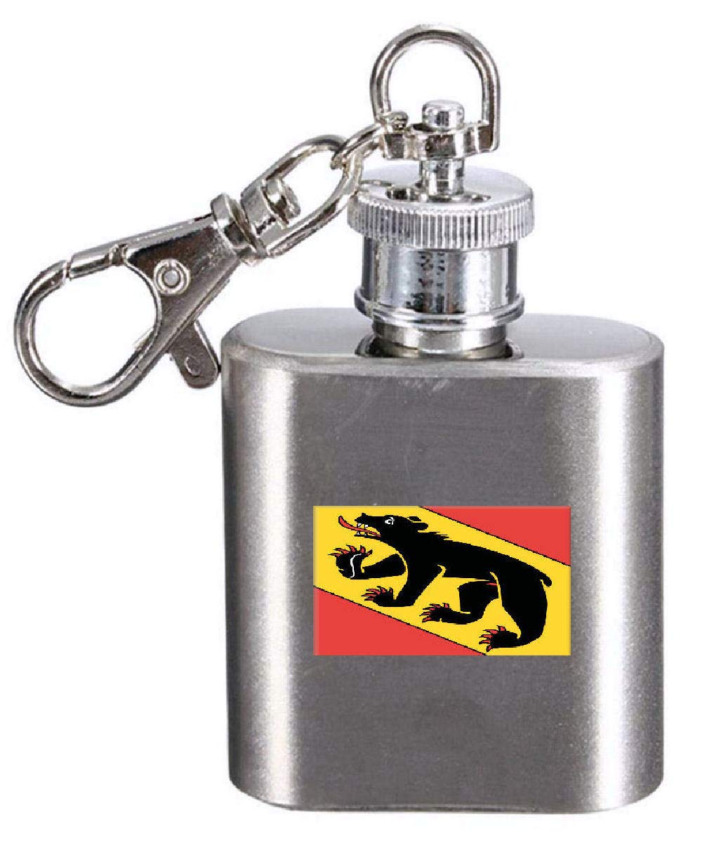 Flasque porte-clés gravé drapeau Suisse Bern City petit flacon de poche en acier inoxydable