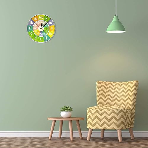 Miniatura 8 de The Geeky Days Reloj de tiempo Chem Tabla periódica Elementos de ciencia Reloj de pared de cuarzo silencioso Símbolos químicos Arte de pared