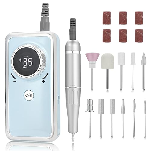 Taladro de uñas recargable, 35000 rpm, taladro eléctrico profesional de uñas Efile con pantalla LCD para quitar uñas acrílicas, herramientas de