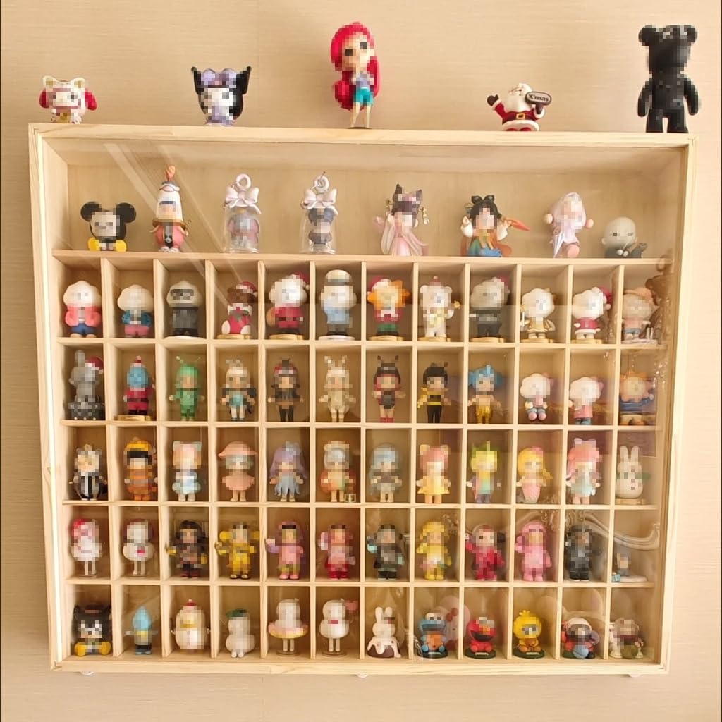 51-Grid Wooden Display Case with Acrylic Door