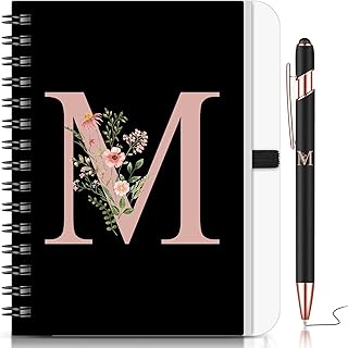 BBTO 1 Set Cuaderno con Letras Iniciales para Mujer Regalos Personalizados Libreta Bonita para Regalar Cuaderno Floral B6 ...