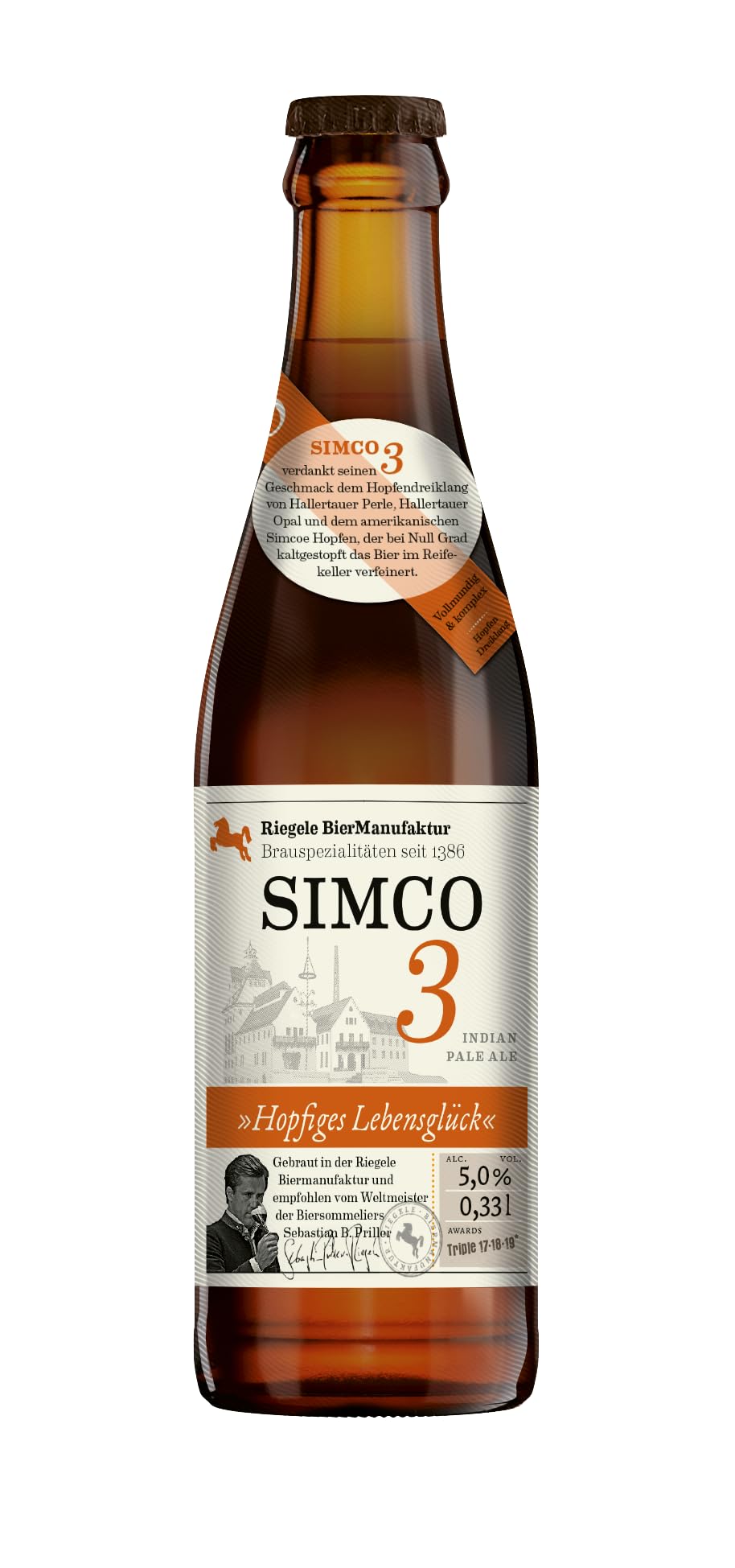 Riegele Geschenkbox Simco 3 - Hopfiges Lebensglück - Kastanienrotes India Pale Ale, Craft Beer (8 x 0,33l)