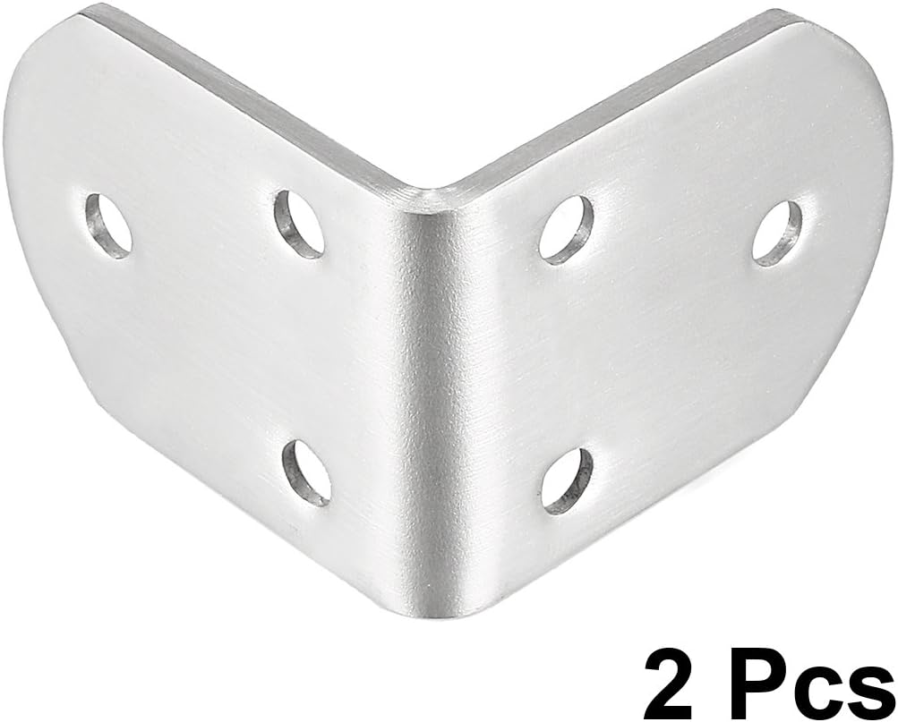 uxcell Stainless Steel Shelves Corner Brace 50mmx50mmx38mm, Joint L Shape Right Angle Corner Fastener Joints Support Bracket, Pack of 2