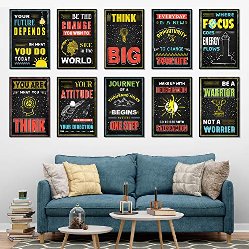 Image of Chaka Chaundh Motivational Inspirational Abstract Wall Posters for Boys Room (18 inches X 12 Inches , chalkboard - black , Set of 10)