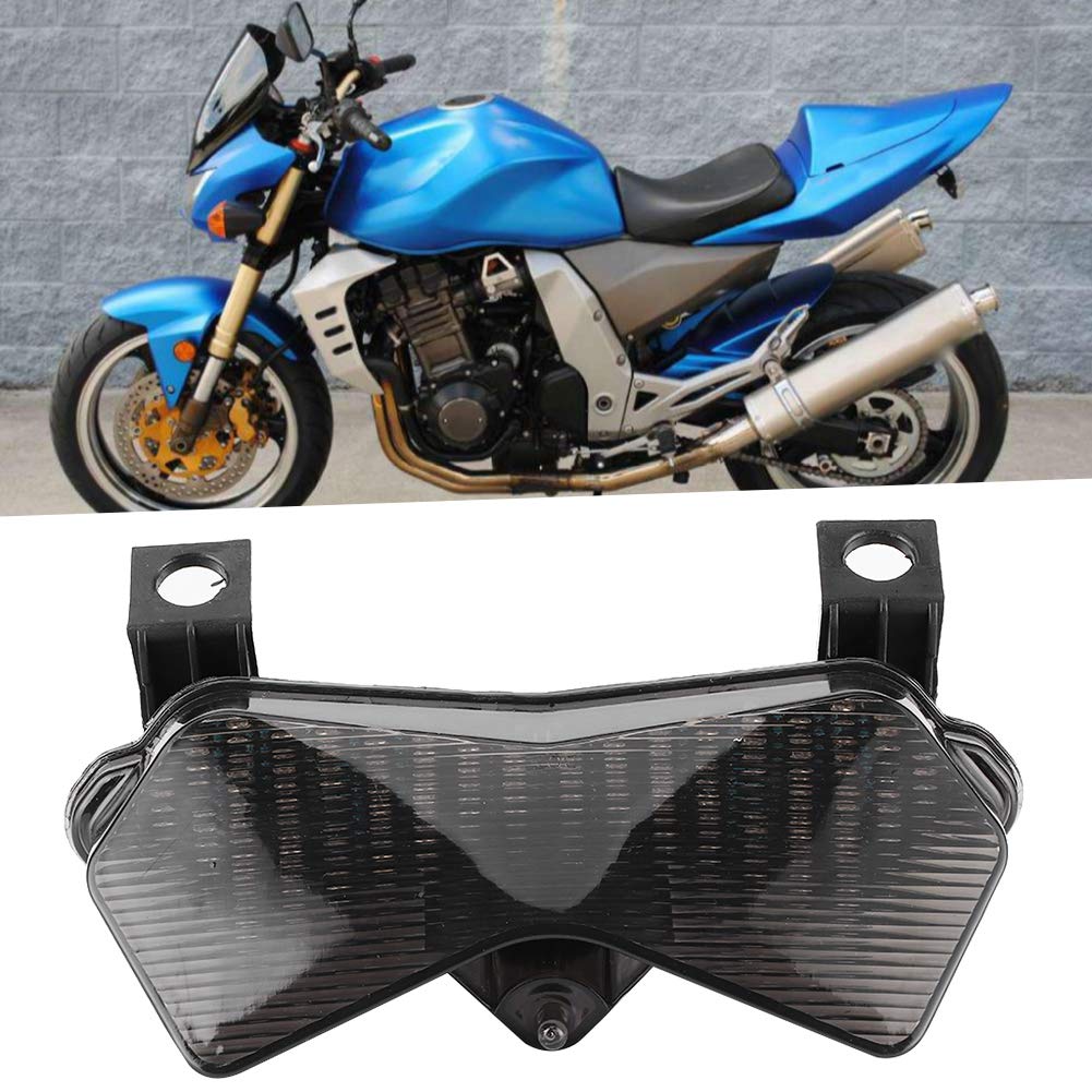 Tbest Feu Arrière Moto LED Comp. ZX-6R 636 ZX-6RR ZX600 Z750S Z1000 2003-2006, Feu Stop avec Clignotants Intégrés 12V Lampe Arrière Moto