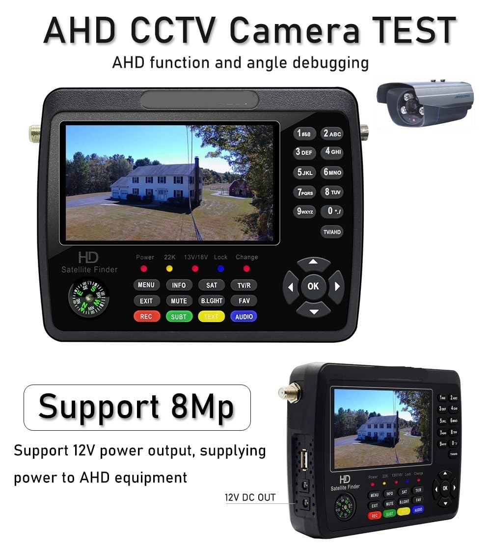Puntatore Satellitare, Misuratore di segnale satellitare, supporto AHD CCTV H.264/H.265 (10 bit) 1080P, LCD da 4,3" VS PRO