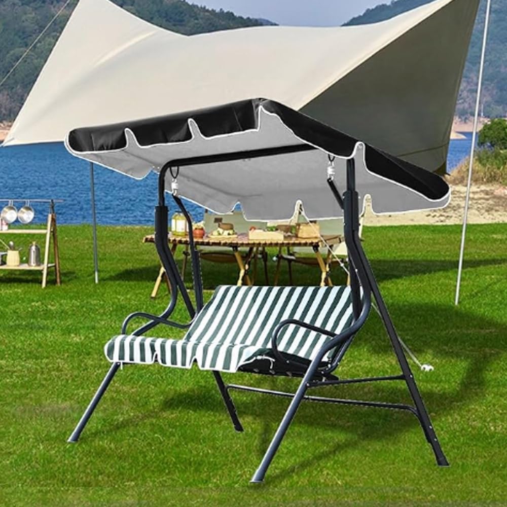 Telo di Ricambio per Altalena da Giardino/Veranda A 23 Posti, in Tessuto. Black 82x57in-210x145cm