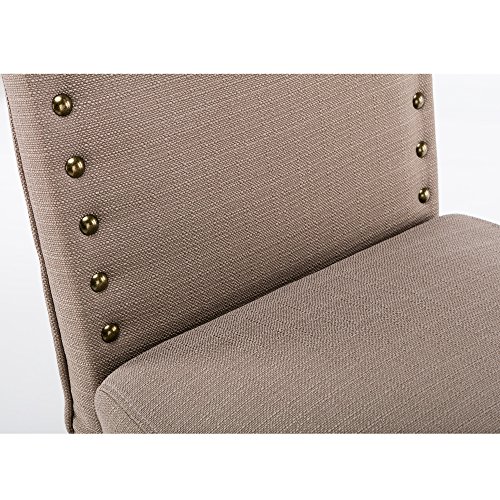 Lssbought Set Of 2 Luxurious Fabric Dining Chairs With Copper Nails And Solid Wood Legs (Taupe) #TOP5