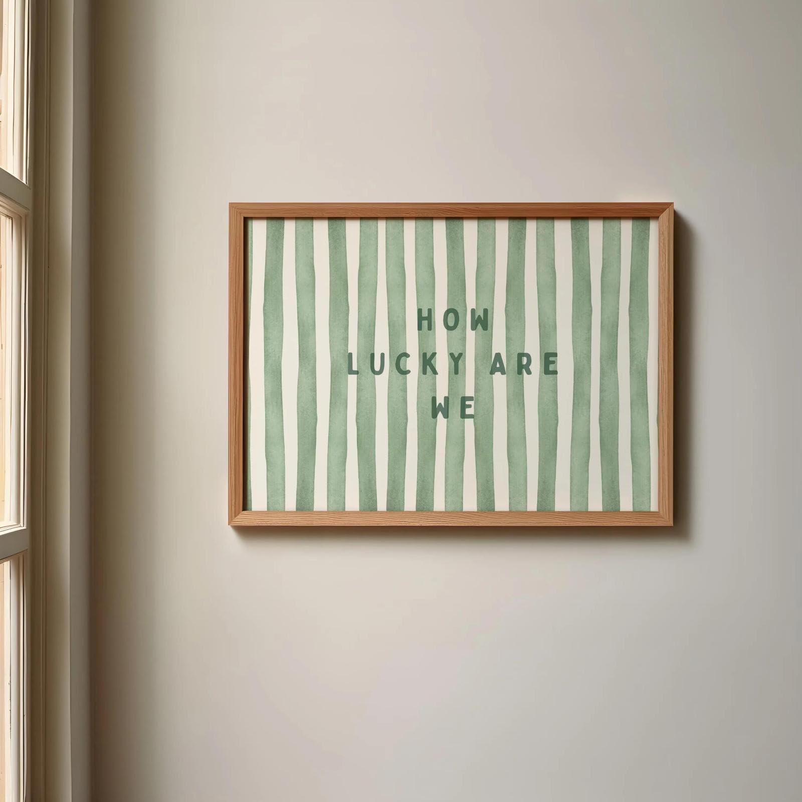 Baibexing How Lucky Are We Striped Canvas Painting Wall Art Posters Print Picture For Home Decor A20 50X70Cm Unframed