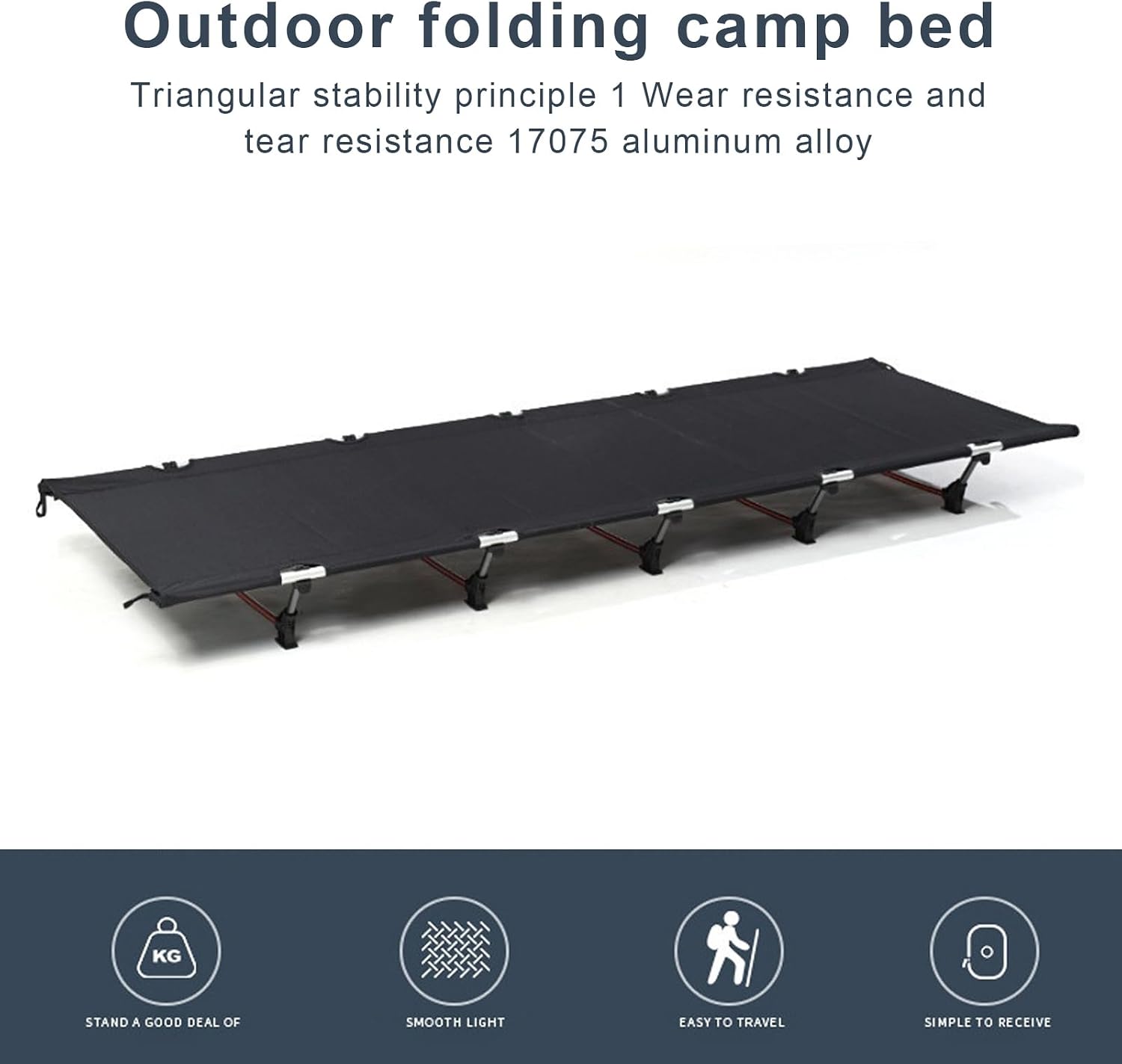 Camping Cot, Folding Camping Cot, Portable Cots for Adults with Storage Bag, 330lbs Weight Capacity, Quick-Fold Design, Hiking Tent Bed, for Outdoor Camping, Road Trips & Emergency Backups Black