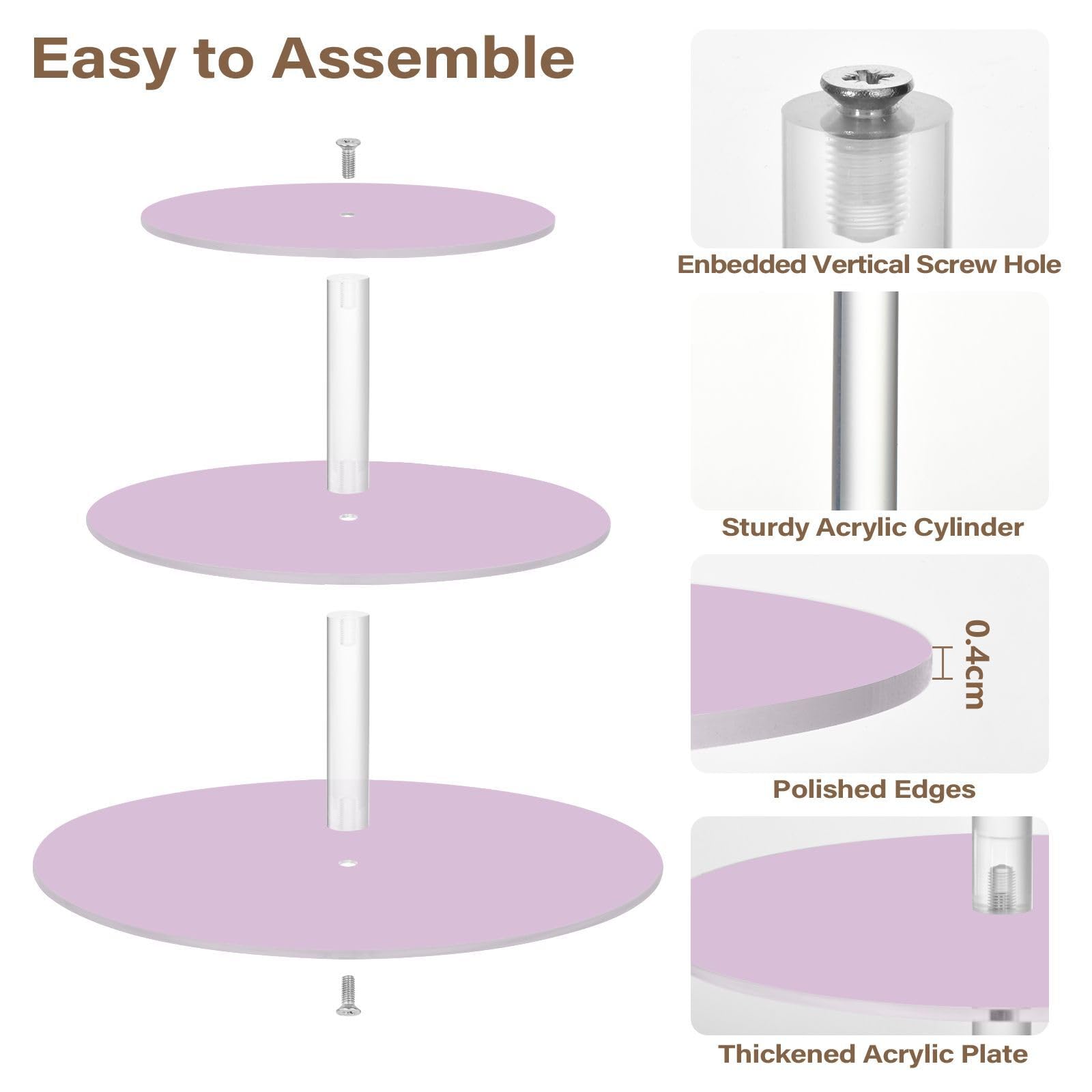 Thistle Pink Transparent Tray Acrylic Spill-Proof Three-Layer Display Trays Bathroom