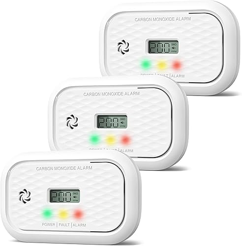 Putogesafe Detectores de monóxido de carbono, alarma de monóxido de carbono de 10 años de vida útil del sensor con pantalla LCD y luces LED, alarma